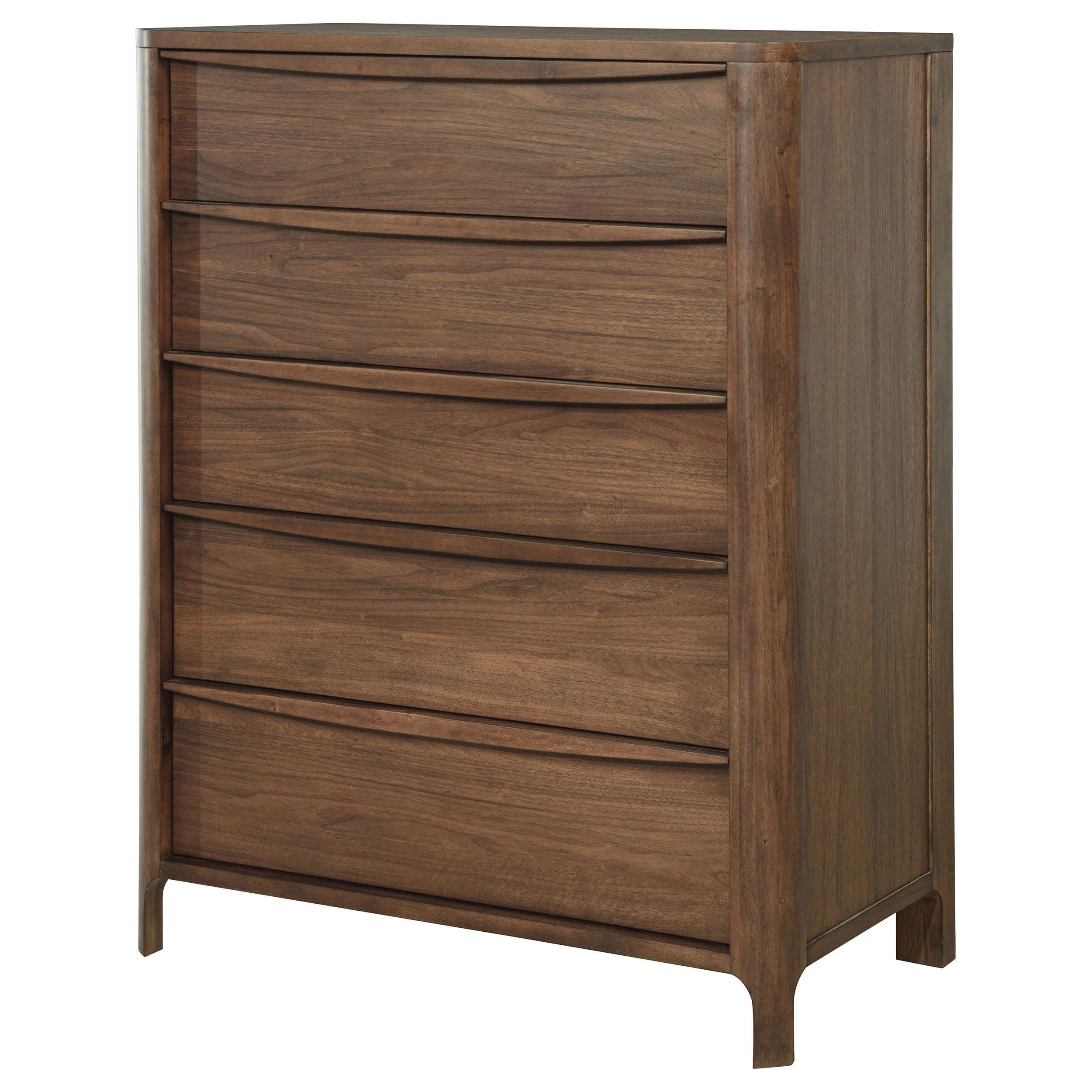Verona Walnut 5-drawer Chest with Cedar Lined Drawers.