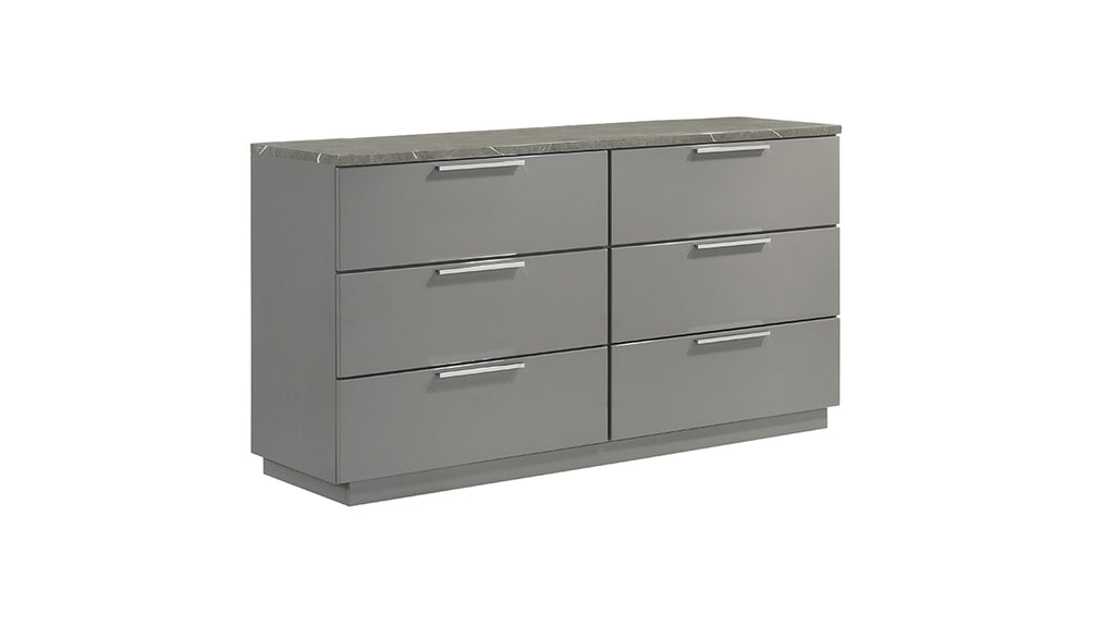 Elara Dresser – Two-Tone High-Gloss Marble & Lacquer Finish with Spacious Drawers and Metal-Finished Legs- Gray (Includes Dresser Only)  same as B009P309297 (CA inventory)