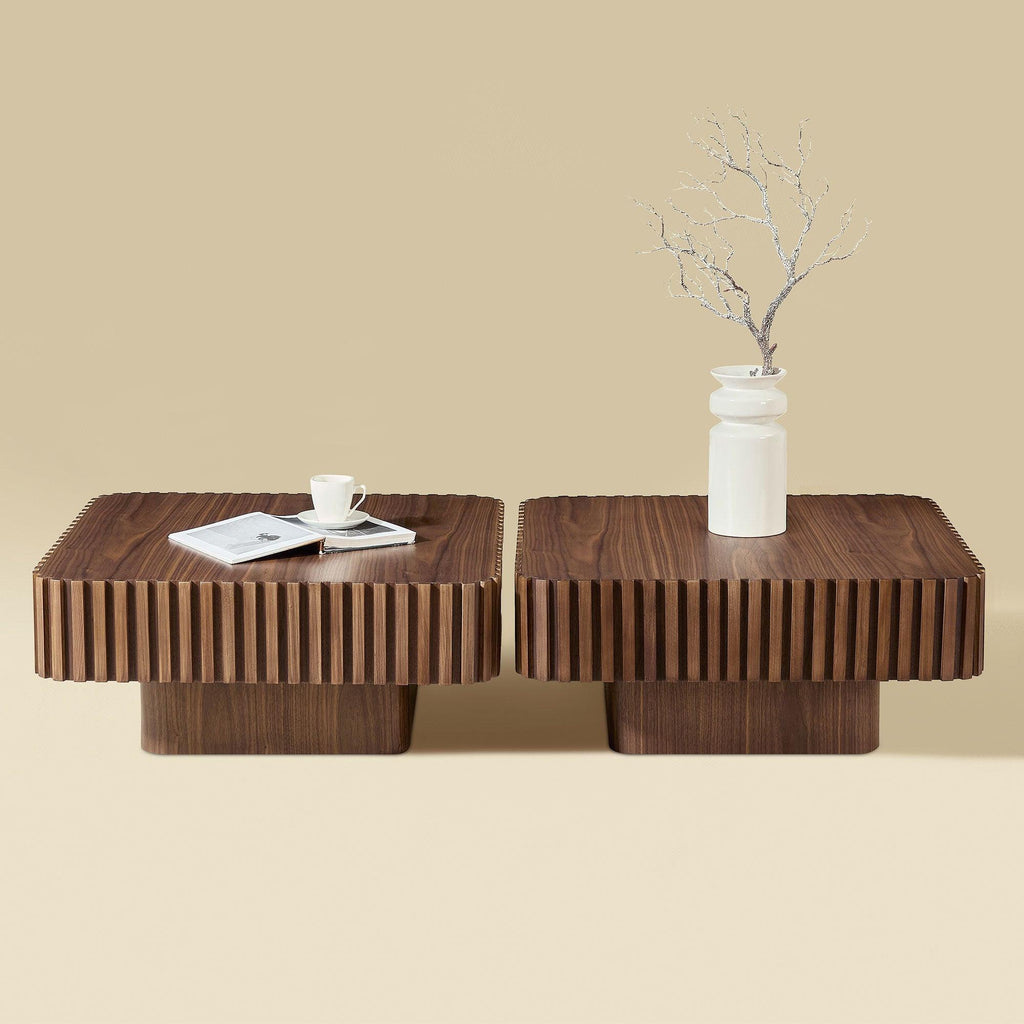 Modern 2PCS Square Coffee Table Set for Living Room.