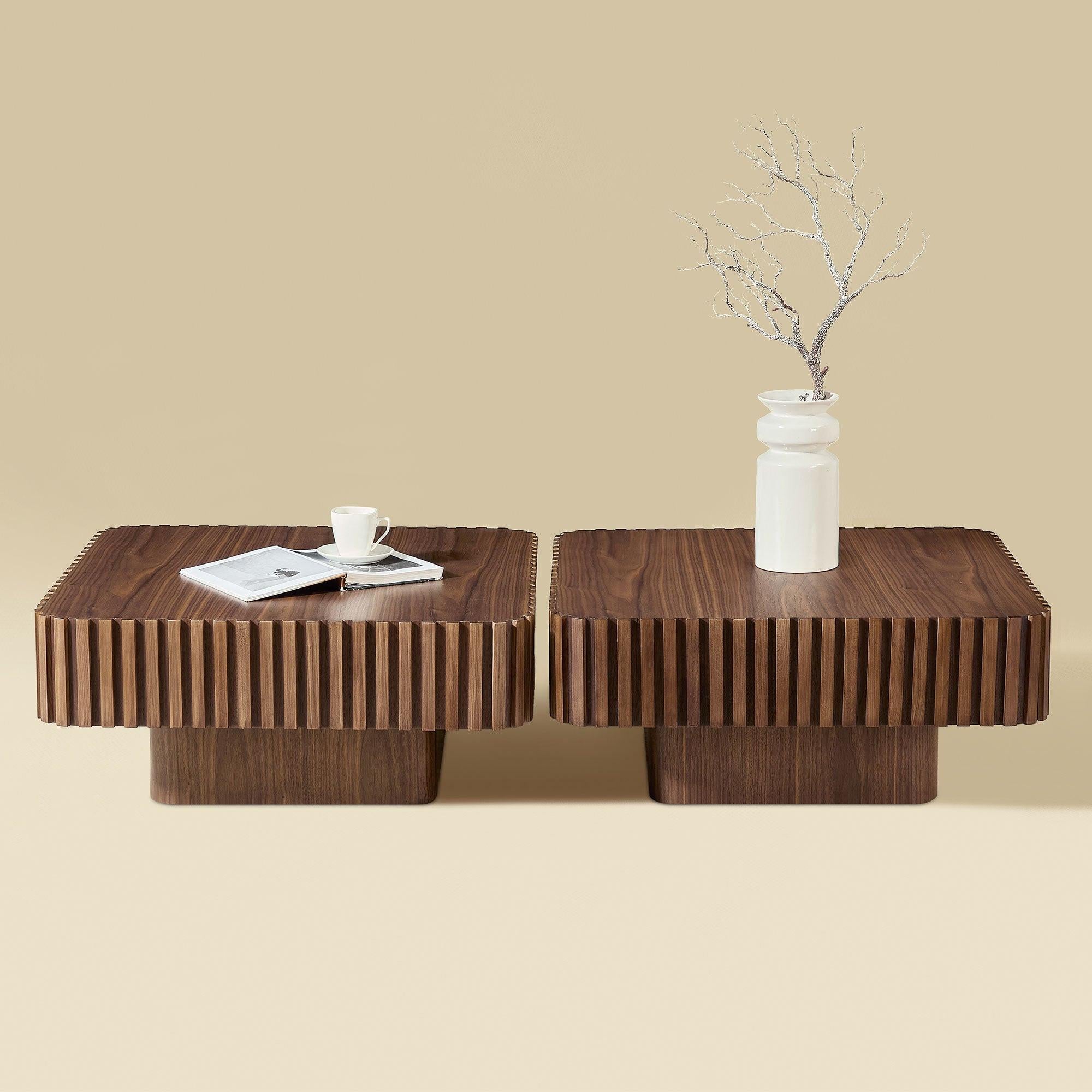 Modern 2PCS Square Coffee Table Set for Living Room.