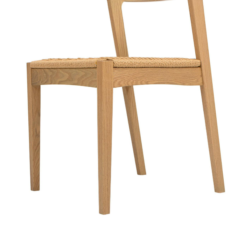 Capri Woven Seat Oak Wood Dining Chair Natural Brown Red Oak.