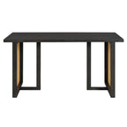 TREXM 7-Piece Farmhouse Dining Table Set for 6 - 59.8' Rectangular Dining Table with Distressed Oak Veneer and 6 Rattan Chairs, Rustic Kitchen Furniture for Dining Room(Espresso)