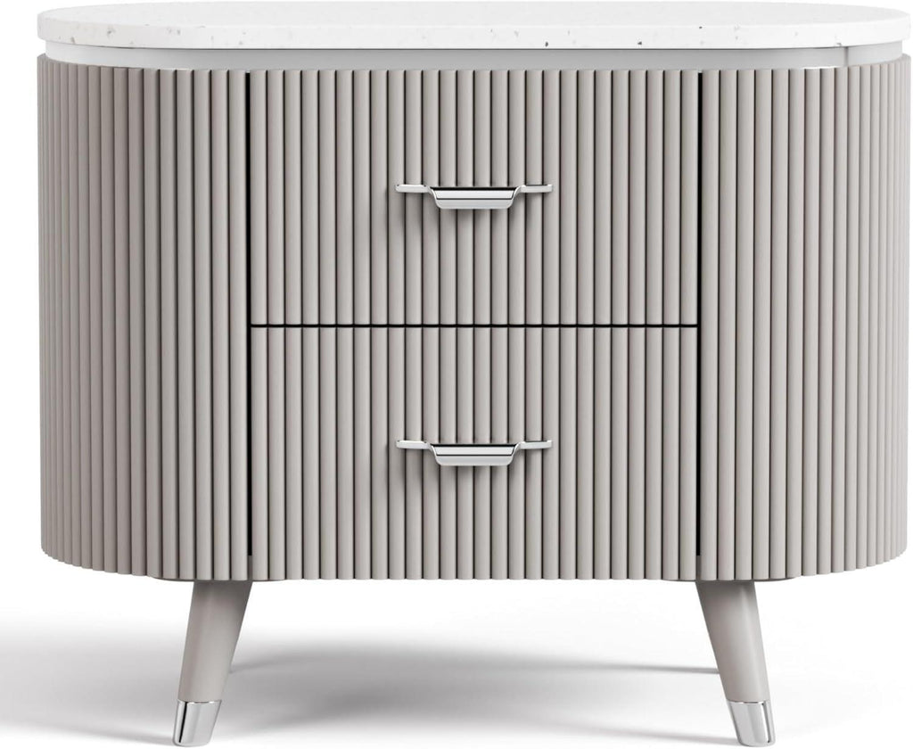 Light Gray Nightstand with Dovetail Drawers.