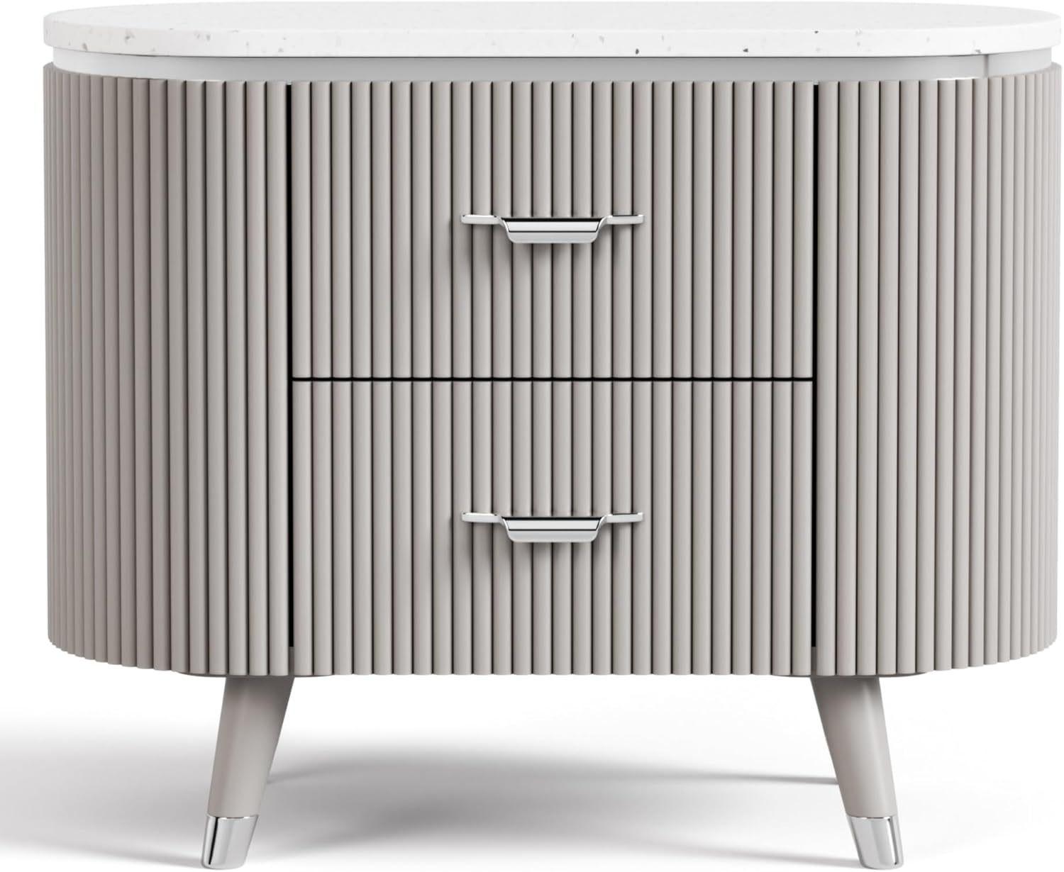 Light Gray Nightstand with Dovetail Drawers.