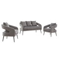 Mid Century Modern Velvet 3-Piece Living Room Set with Metal Legs in Charcoal, Loveseat & 2 Accent Chairs, Upholstered in Soft Velvet, Solid Wood Frame, Round Arms, Black Metal Legs