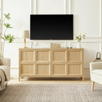 67'' Oak Sideboard Storage Cabinet with Tip-On Opening.