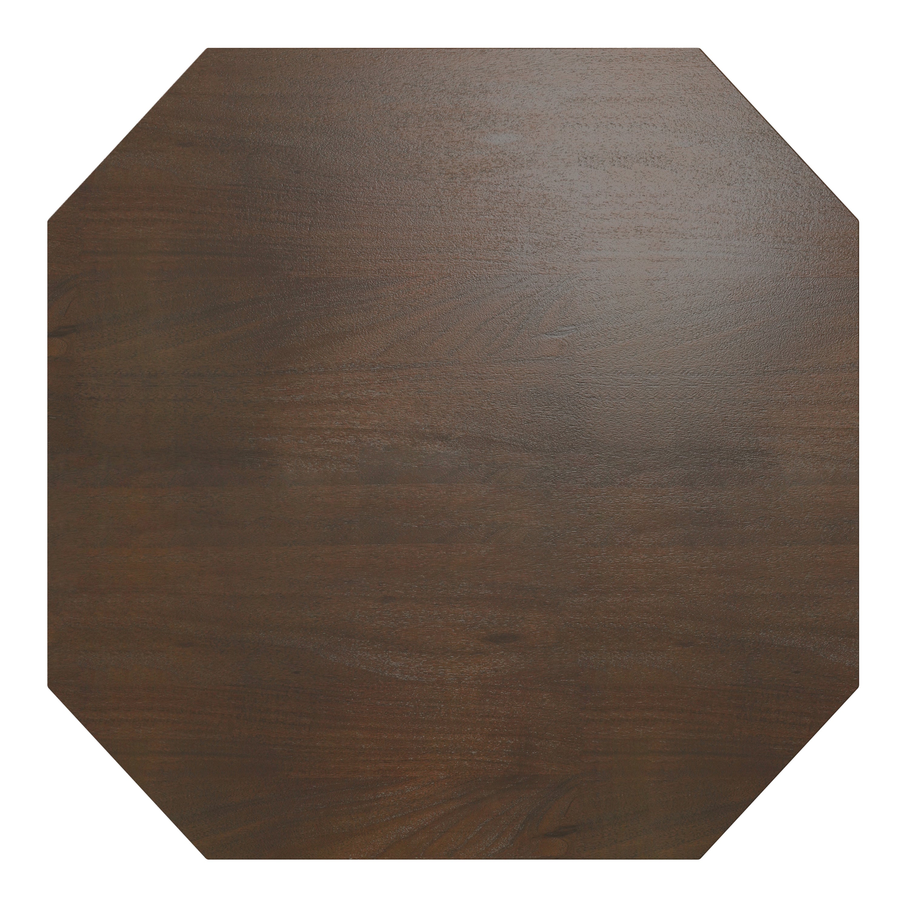 Top-down view of Eisley Coffee Table - Walnut from India showing octagonal tabletop in acacia veneer finish.