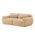 Light khaki 2-seater modular sectional sofa with plush fabric and rounded edges. Non-slip base and no assembly required for easy setup.