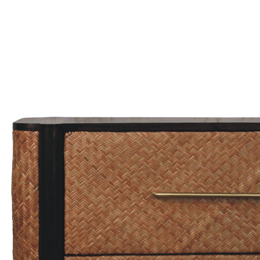 Solid Wood Havana Weave 3 Drawer Chest,Brown.
