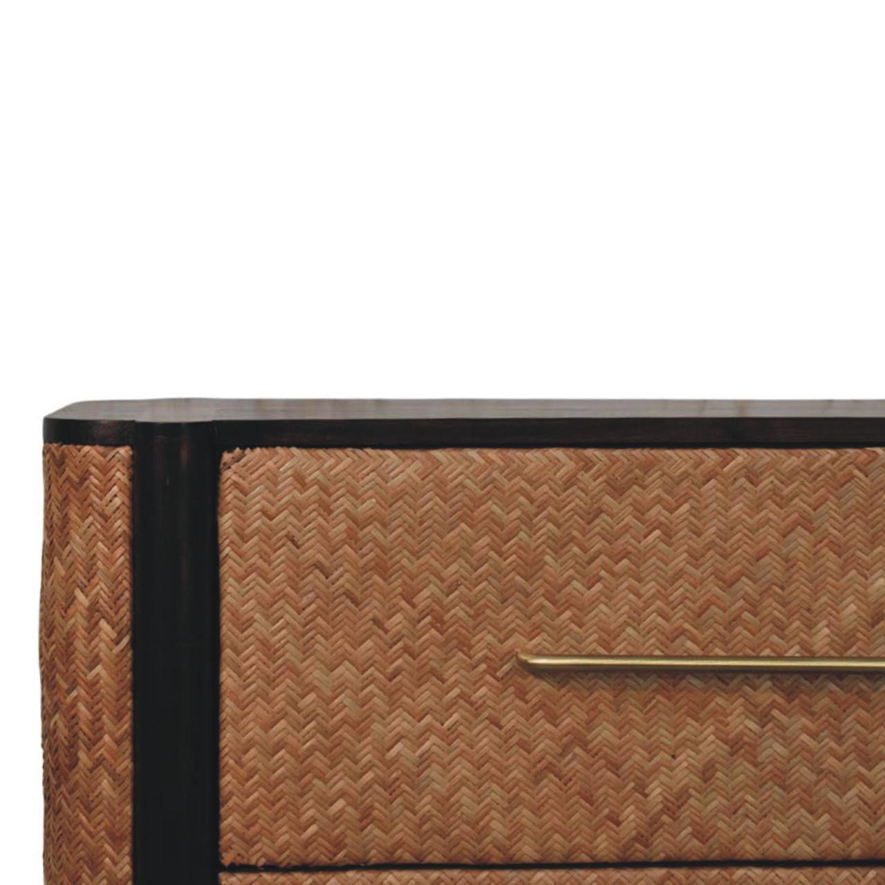 Solid Wood Havana Weave 3 Drawer Chest,Brown.