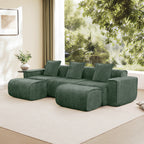 Velvet Modular U Shape Sofa - 3 Seats with Pillows and Ottomans arranged in a U-shape, ideal for gatherings and oversized seating comfort.