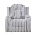 Light Gray Corduroy Recliner Chair with Built-In Cup Holder