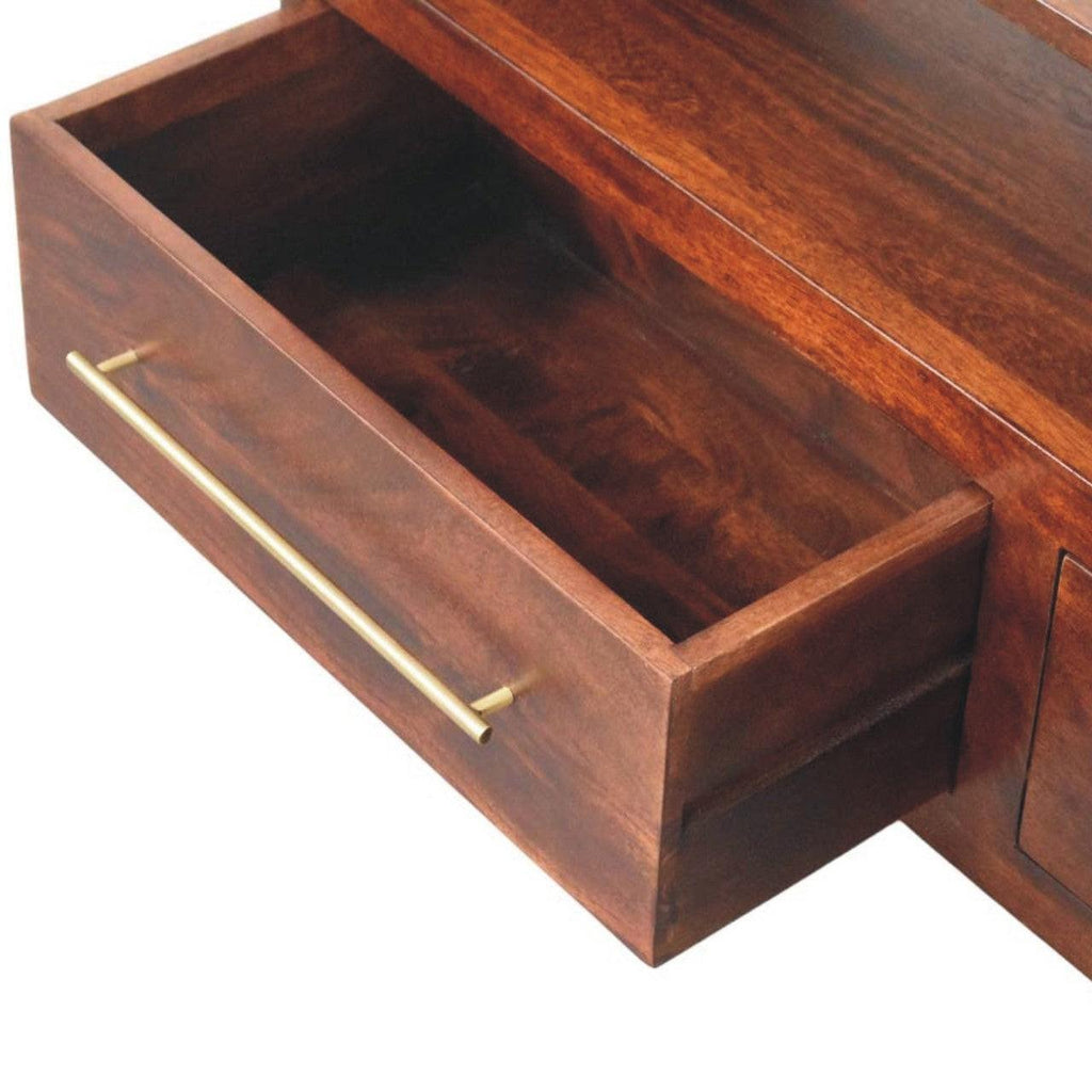 Solid Wood Arched Edge Media Unit.