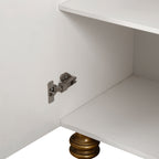 Modern Fluted Sideboard Buffet with Storage, Curve Element, 4 Doors with Adjustable Shelves, White