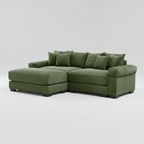 Green sectional sofa on a white background