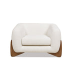 Front view of Alpine 44' Sherpa Arm Chair in ivory white boucle with plush seat and curved silhouette.