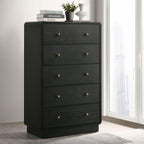 Burton Black 5-Drawer Chest of Drawers for Bedroom Storage.