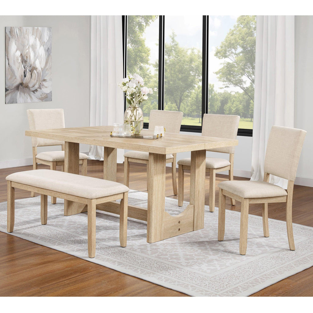6 Piece Dining Table Set with Bench for Dining Room.