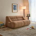 Chenille Fabric 2-Seater Sofa, Easy-Transport, Brown.