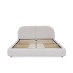 Queen Size Upholstered Bed Frame - Circle Yarn Fabric.