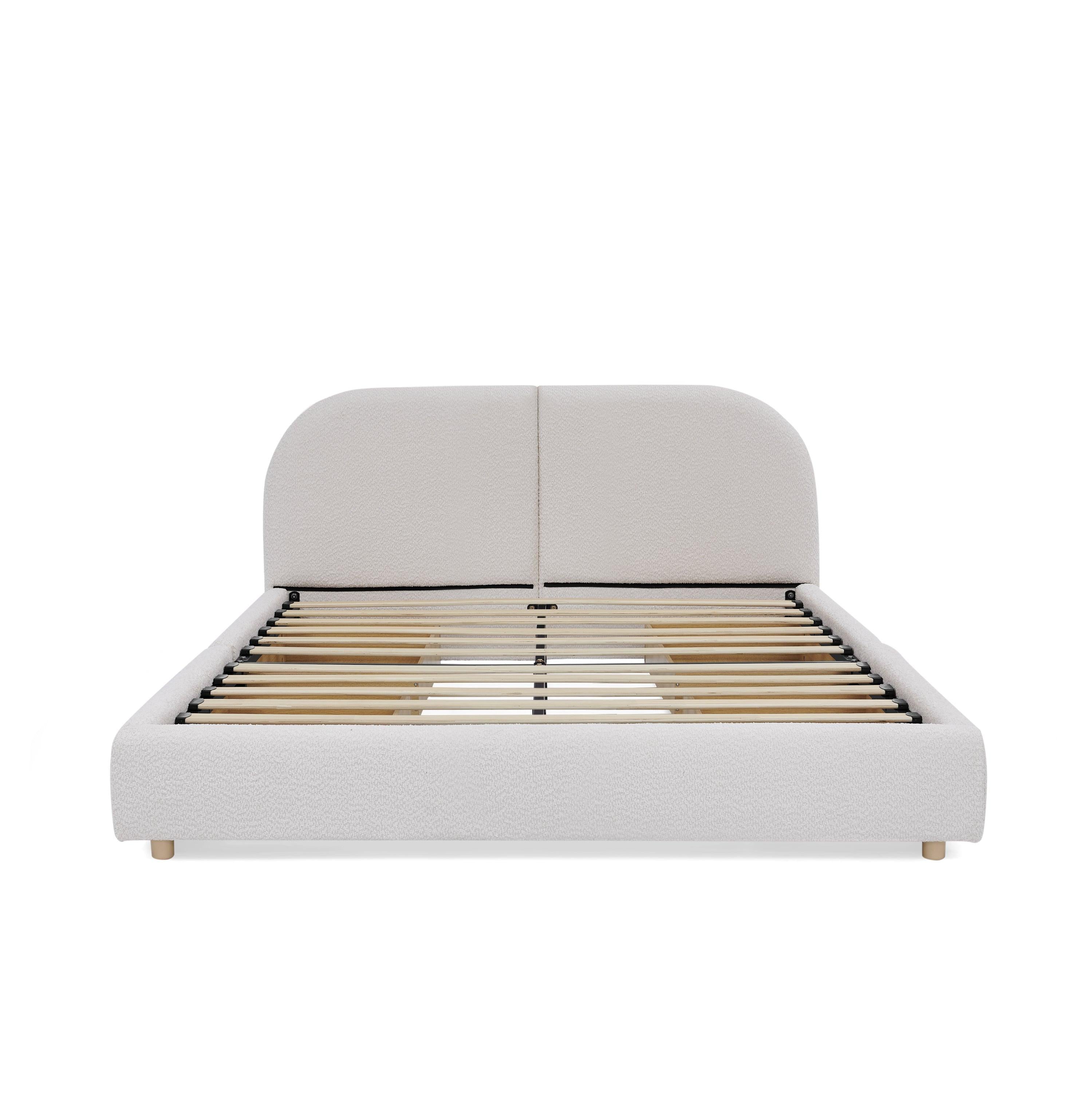 Queen Size Upholstered Bed Frame - Circle Yarn Fabric.