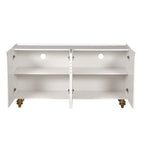 Modern Fluted Sideboard Buffet with Storage, Curve Element, 4 Doors with Adjustable Shelves, White