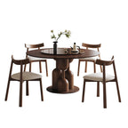 Wabi-Sabi Oak Round Table Set with 4 Chairs & Lazy Susan.