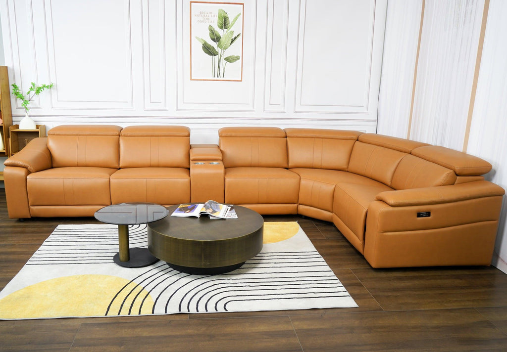 6-Piece Modular Leather Sofa for Living Room.
