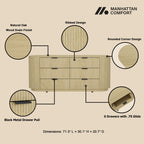 Olivia 71' Dresser in Natural Oak (6-Drawer)