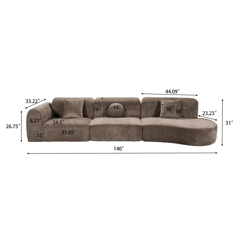 140' Modern Curved Sectional Sofa for Living Room.