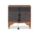 Mid Century Modern Nightstand with USB Port and Gold Legs.