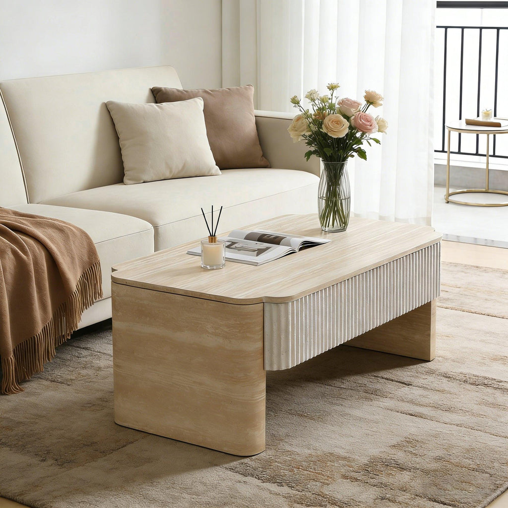 Lift Top Coffee Table with Hidden Storage for Small Spaces.