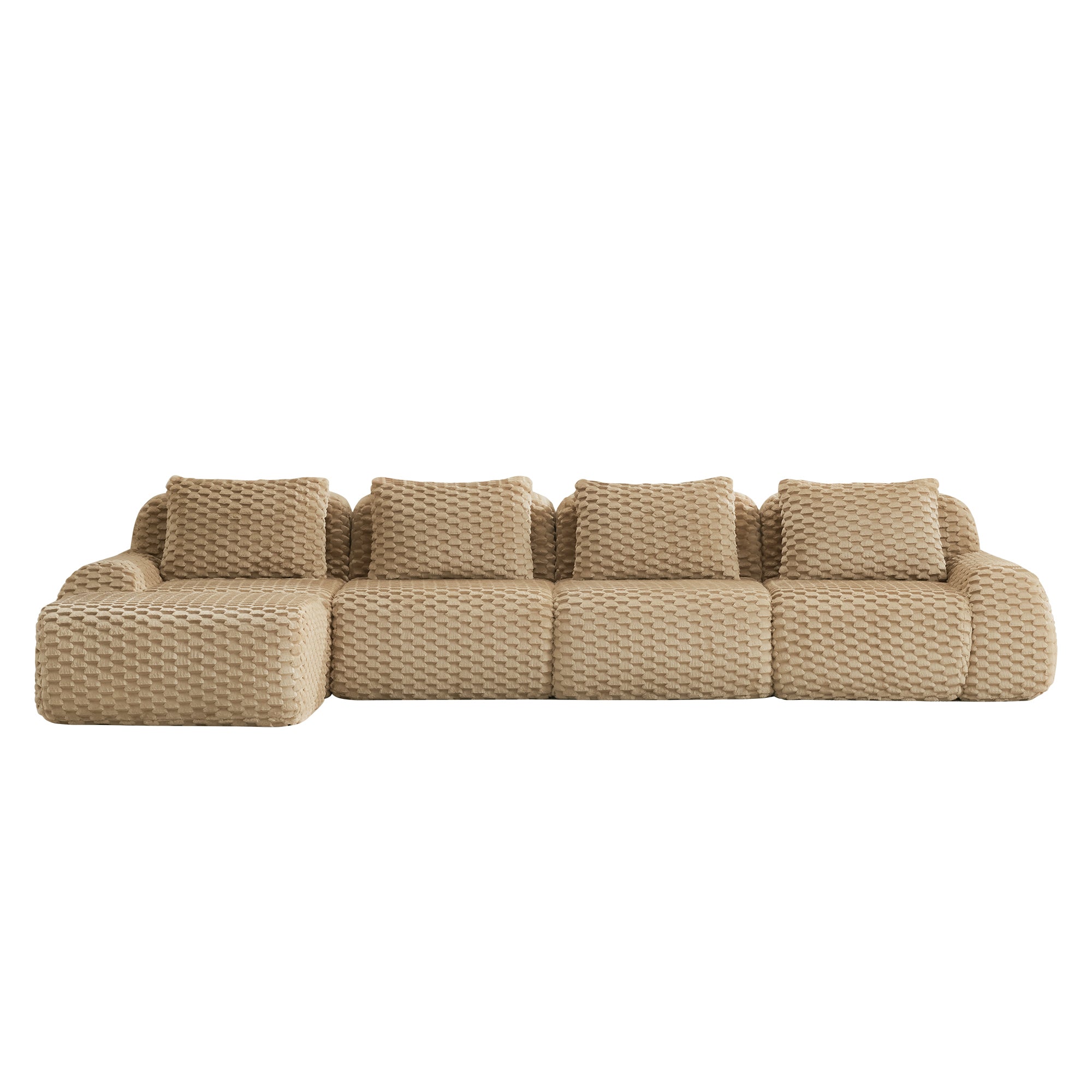 Straight-on view of the Modern L-Shaped Modular Sofa - Oversize 4-Seater Couch with left-side chaise configuration.
