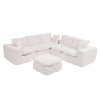 Modern Boucle L-shaped Sectional Sofa with Ottoman.