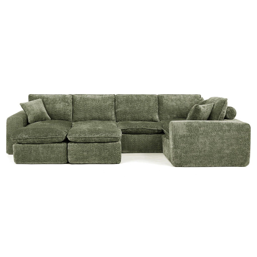 107'' Modern L-shaped Sectional Sofa with Ottomans.