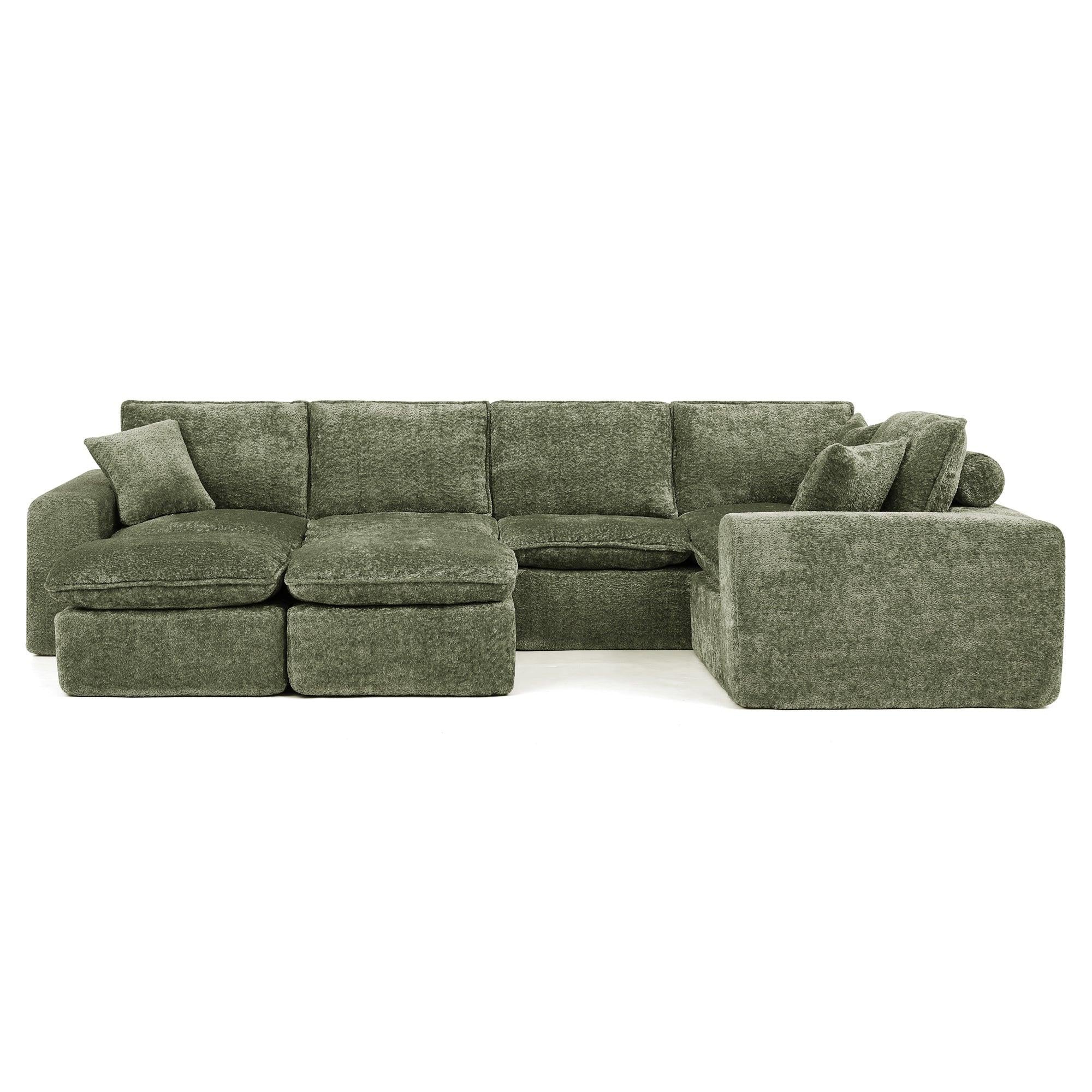 107'' Modern L-shaped Sectional Sofa with Ottomans.