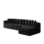 Chenille Sectional Sofa Set with 10 plush pillows and a right-facing chaise, upholstered in dark chenille for contemporary home decor.