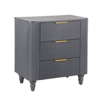 Mid-Century Nightstand with 3 Drawers in Dark Gray.