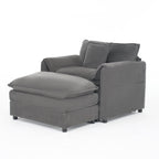 Chenille Recliner Chair with Movable Ottoman for Comfort.