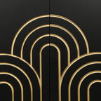 Modern Fluted Sideboard Buffet with Storage, Curve Element with Strict Lines, Black MDF 4-Door Cabinet