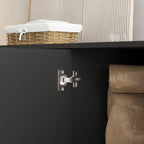 Black Modern Buffet Cabinet with Storage & Adjustable Shelves.