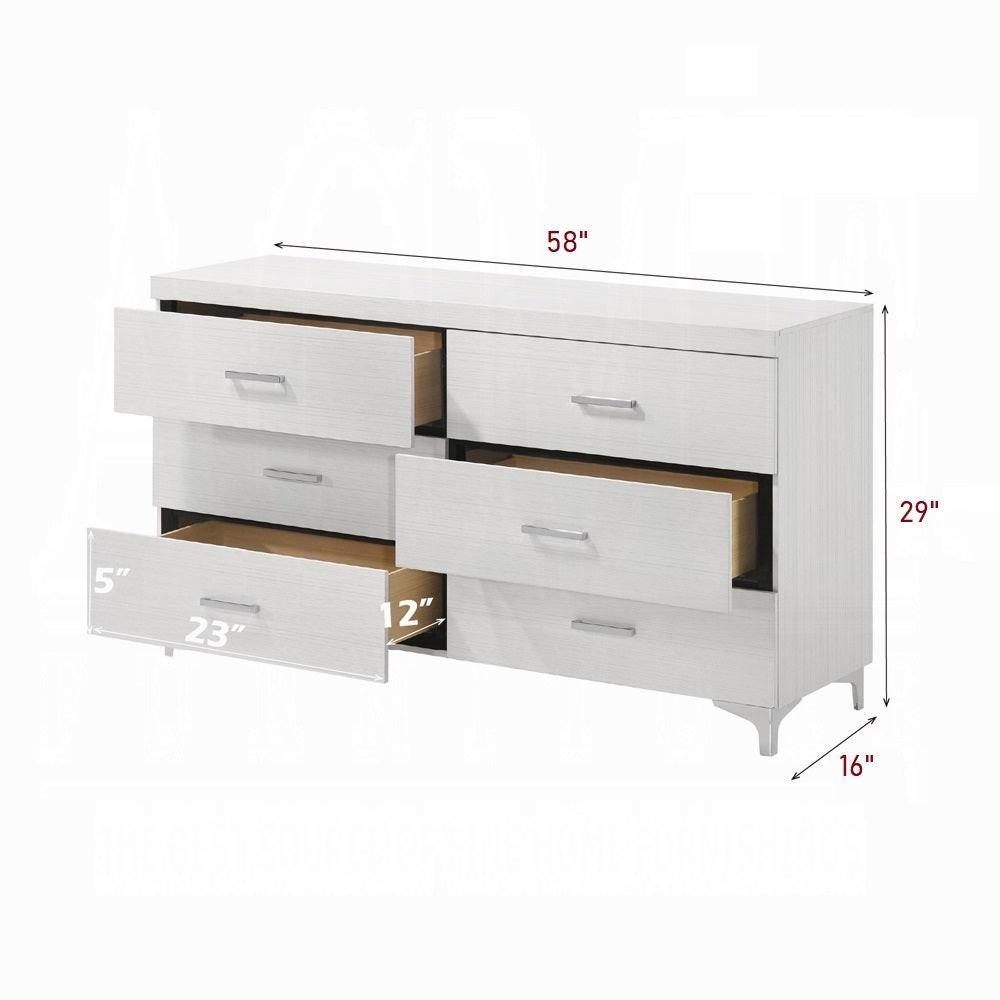 White 6-Drawer Dresser – Modern Bedroom Storage.