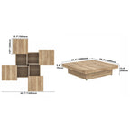Sliding Top Coffee Table with Storage in Natural Wood Grain.