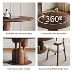 Wabi-Sabi Oak Round Table Set with 4 Chairs & Lazy Susan.