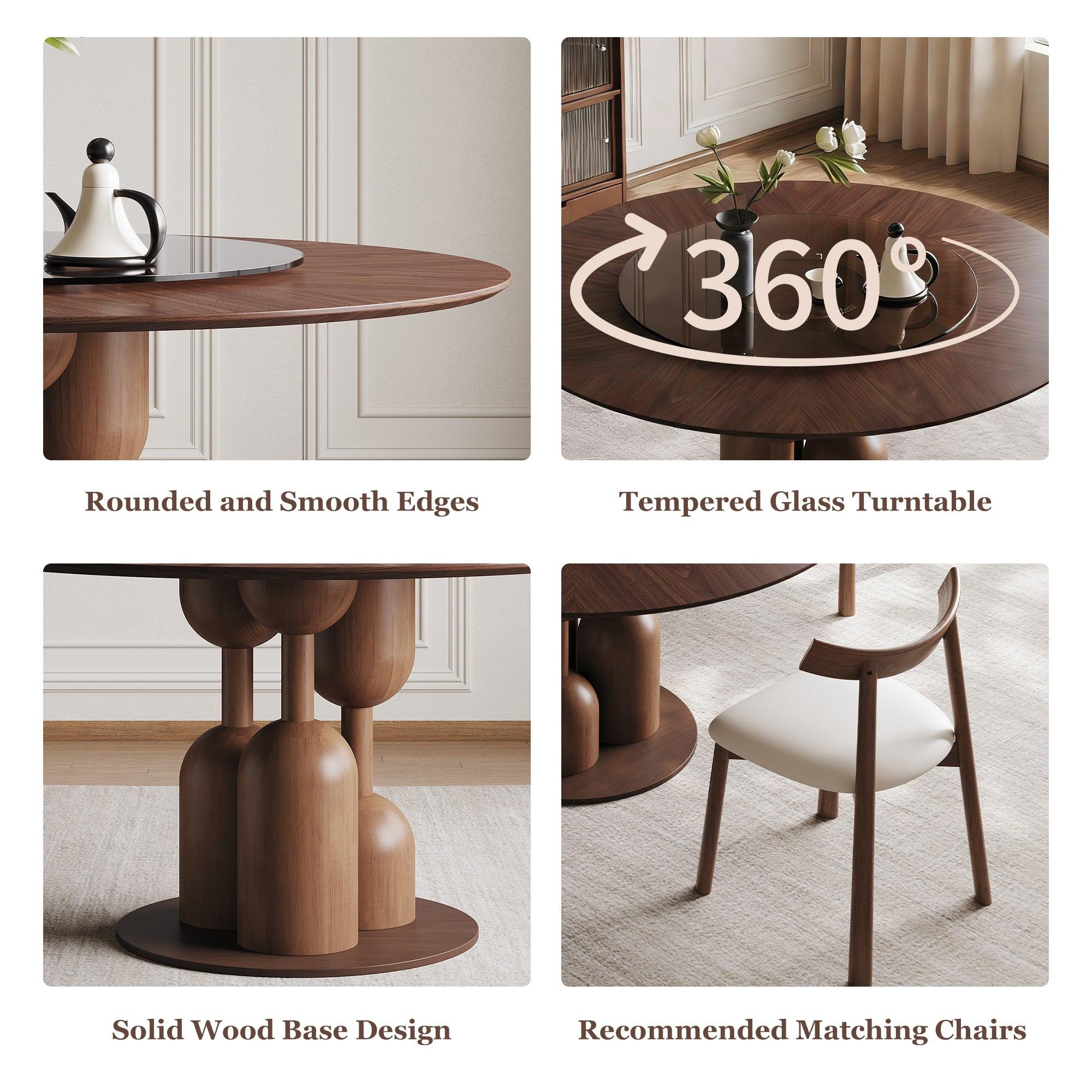 Wabi-Sabi Oak Round Table Set with 4 Chairs & Lazy Susan.