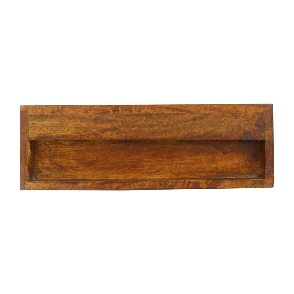 Solid wood Floating Chestnut Brass Bedside.