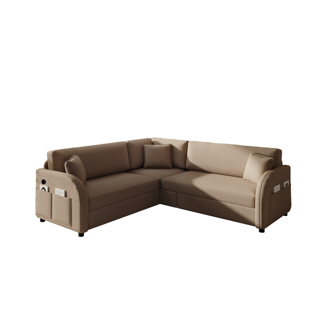 85.1' L-Shaped Pull-Out Sofa Bed with USB Port.