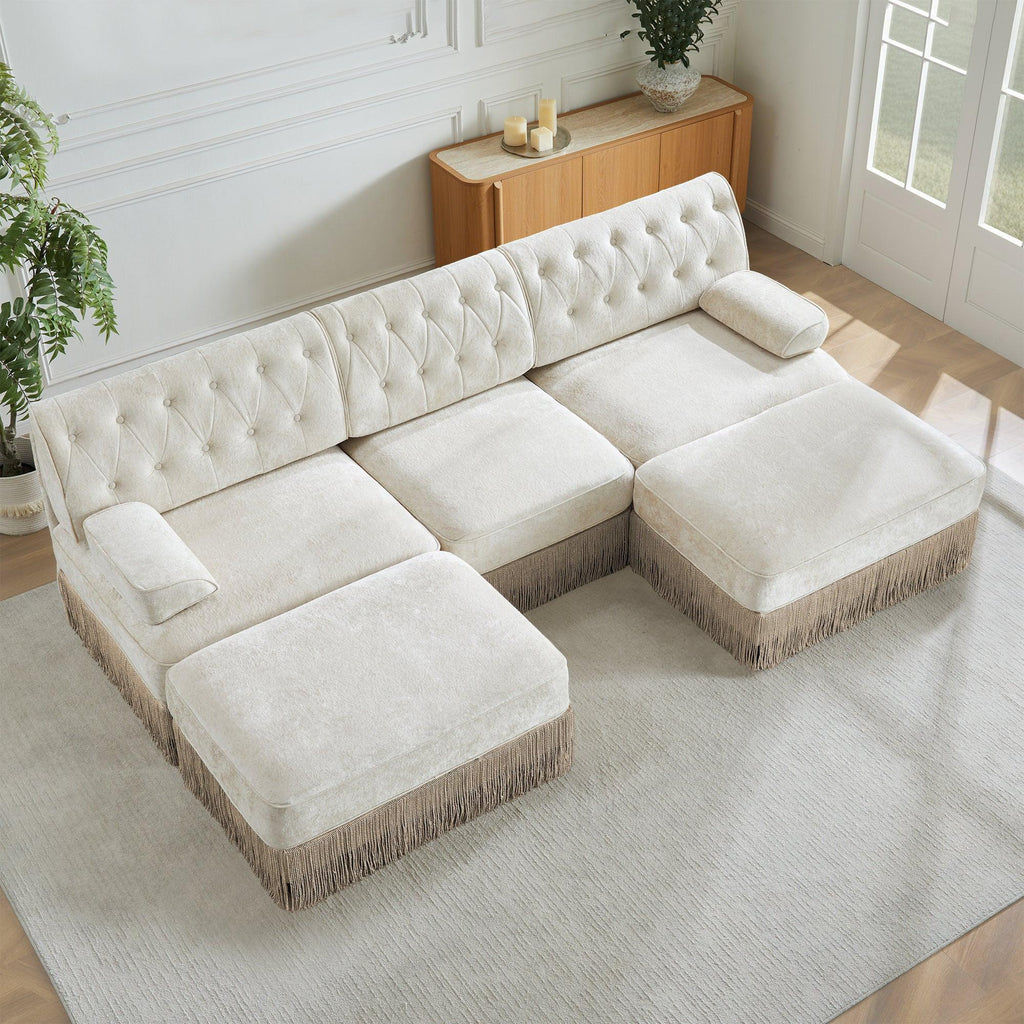 Modular Velvet Chesterfield Sofa for Living Room.