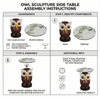 Owl Accent Table - Art Deco Animal Statue for Livingroom.