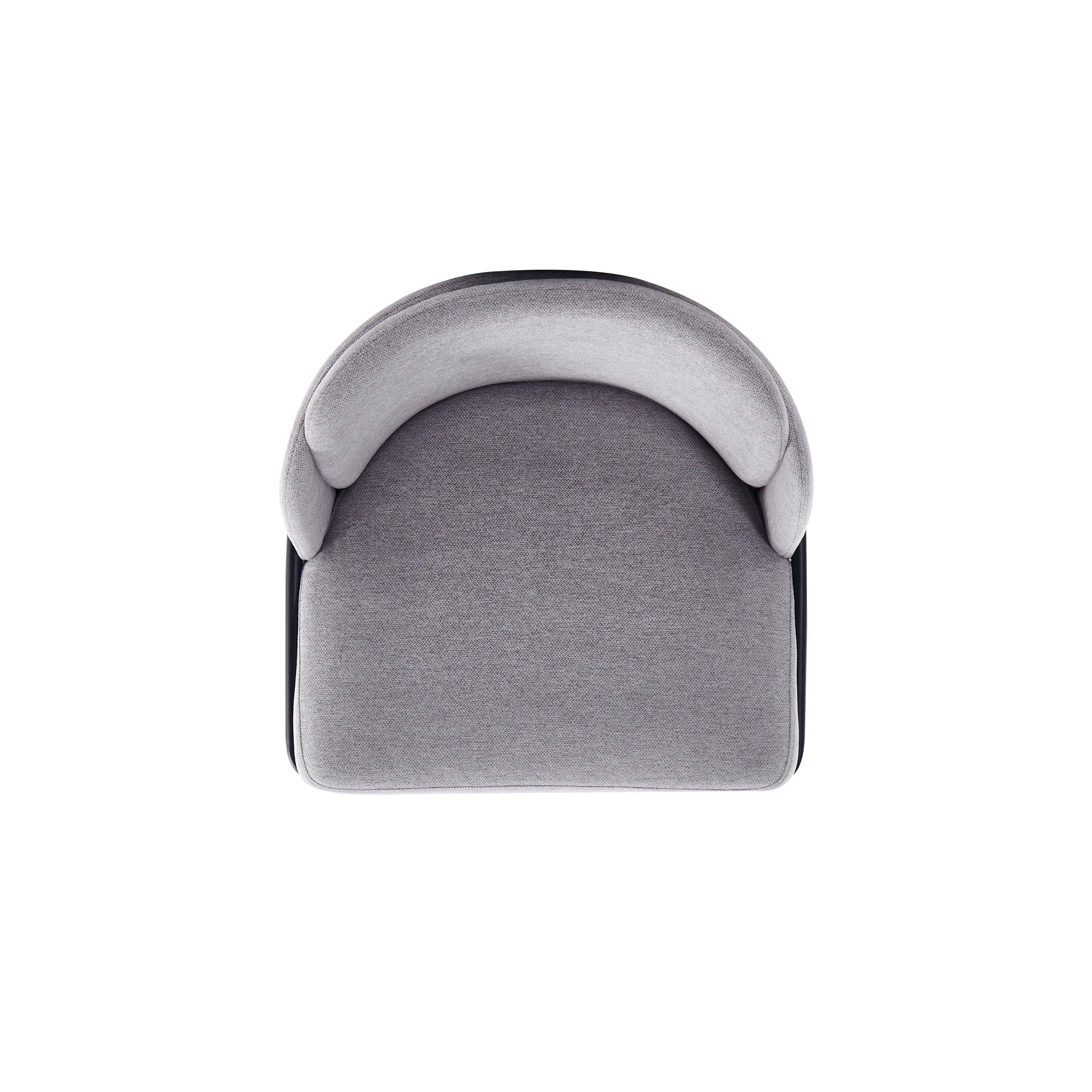 Top-down view of Modern Grey Dining Chair with Metal Base displaying wide cushioned seat and curved backrest for ergonomic support.